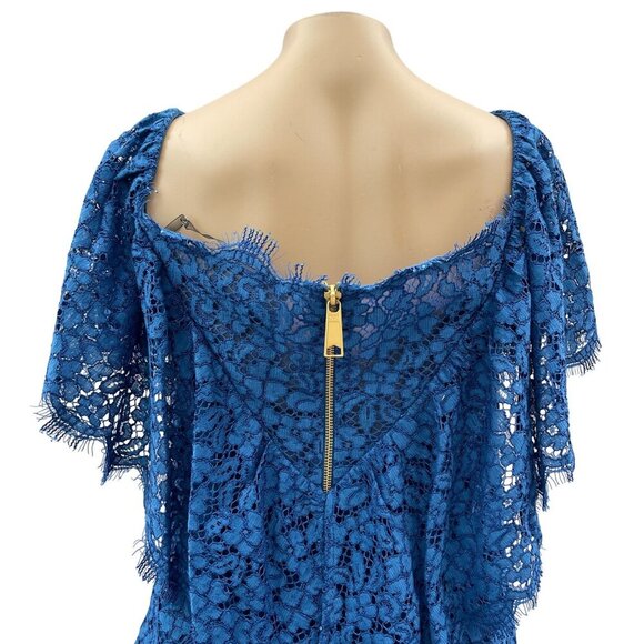 NWT Rachel Zoe Off-Shoulder Blue Lace Adelyn Mini Dress Zip Back Women's 6 - Picture 11 of 13